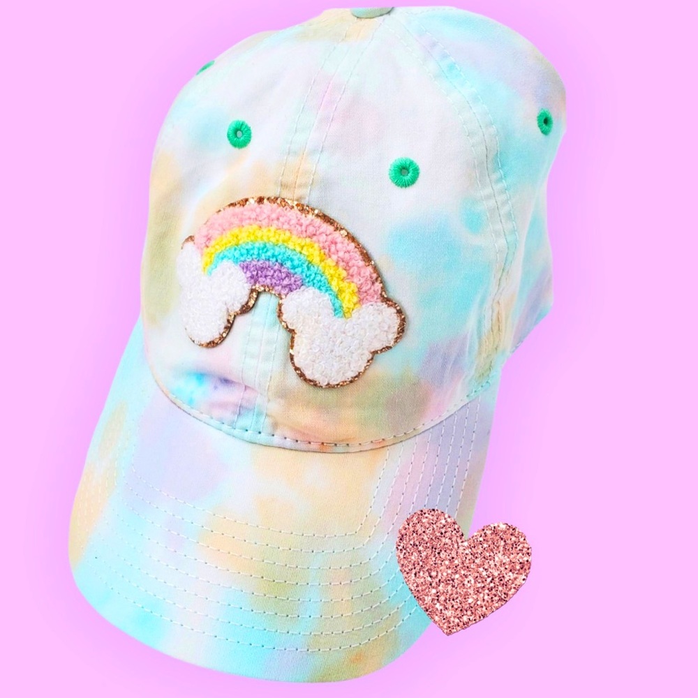 Brand New Tie Dye Baseball Hat with Mickey Rainbow Patch
